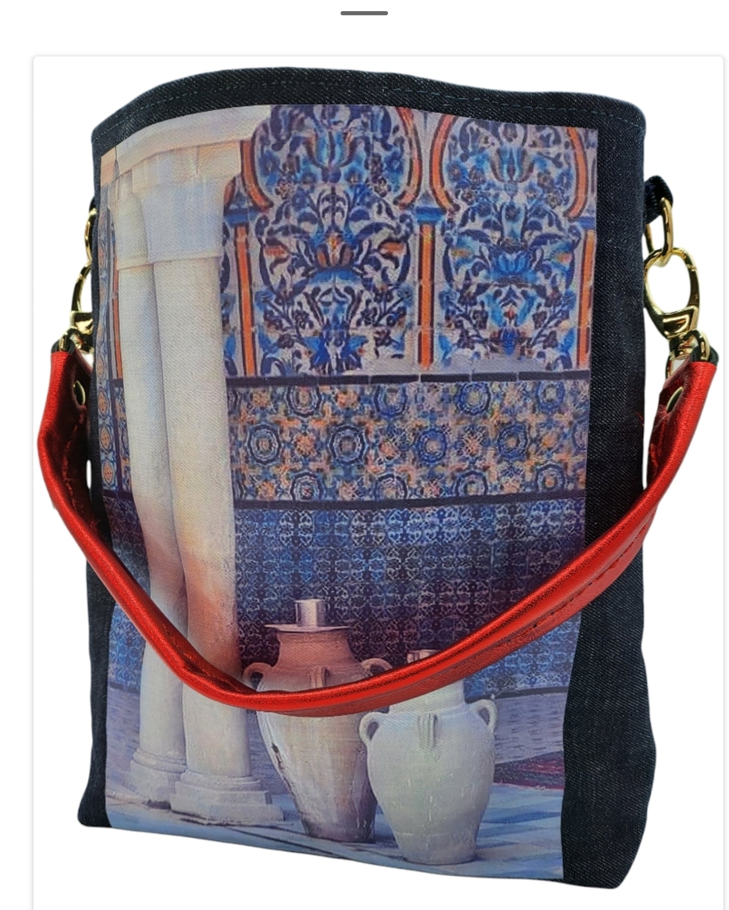 Borsa in jeans Olla Araba in terra cotta