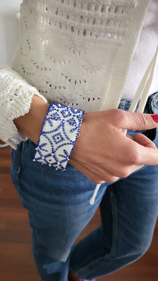 Bracciale Arabesque bianco/azzurro