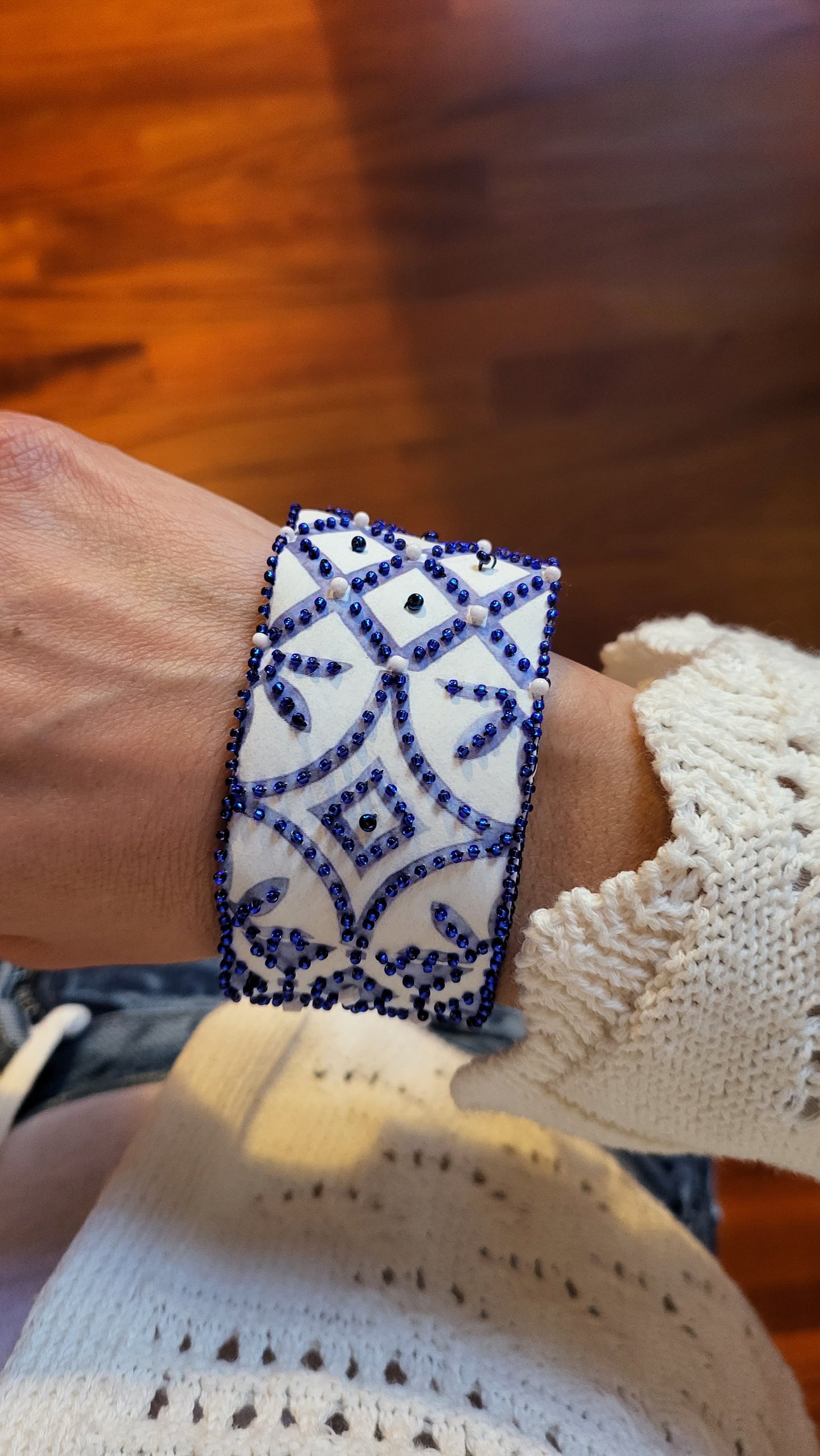 Bracciale Arabesque bianco/azzurro